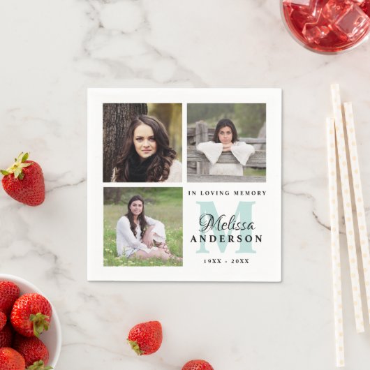 Funeral in Loing Memory Monogram Unieke Foto Servet (Insitu)