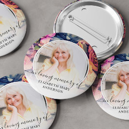 Funeral in Loing Memory Moody Floral Photo Ronde Button 5,7 Cm