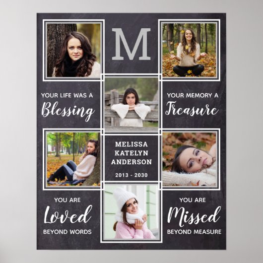 Funeral in Loing Memory Photo Collage Memorial Poster (Voorkant)