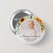 Funeral in Loing Memory Sunflower Floral Foto Ronde Button 5,7 Cm (Voorkant /achterkant)