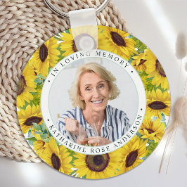 Funeral in Loing Memory Sunflower Photo Memorial Sleutelhanger