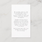 Funeral In Loving Memor Photo Prayer Card Visitekaartje (Achterkant)