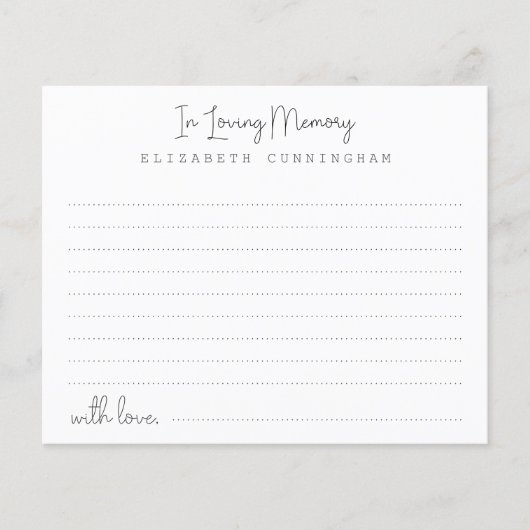 Funeral in Loving Memory Modern Attendence Kaart (Voorkant)
