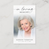 Funeral In Loving Memory Photo Prayer Card Visitekaartje (Voorkant)
