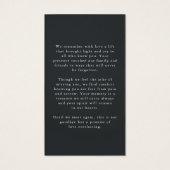 Funeral In Loving Memory Photo Simple Prayer Card Visitekaartje (Achterkant)