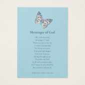 Funeral in memory schilderde dame vlinder blauw ge visitekaartje (Achterkant)