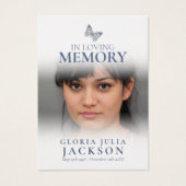 Funeral in memory schilderde dame vlinder blauw ge visitekaartje (Voorkant)