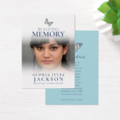 Funeral in memory schilderde dame vlinder blauw ge visitekaartje (Bureau)