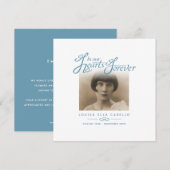 Funeral in ons hart bedankt wit blauw notitiekaartje (Voorkant / Achterkant)