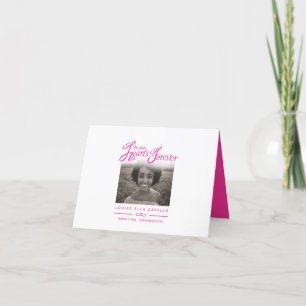 Funeral in our hearts forever pink poem card aankondiging