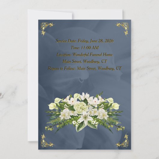 Funeral Invitation Card Save The Date (Achterkant)