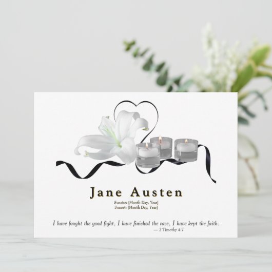 Funeral Invitation - Editable  Save The Date (Staand voorkant)