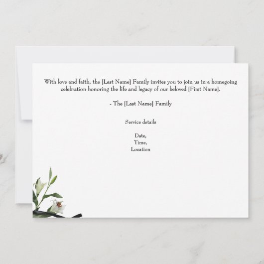Funeral Invitation - Editable Save The Date (Achterkant)