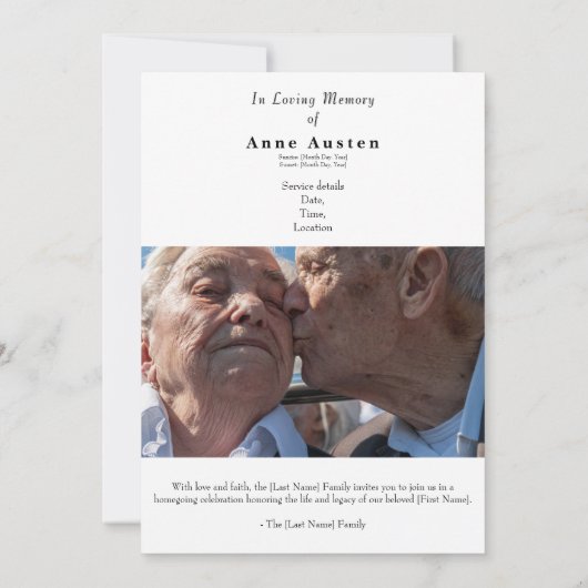 Funeral Invitation  Save The Date (Achterkant)