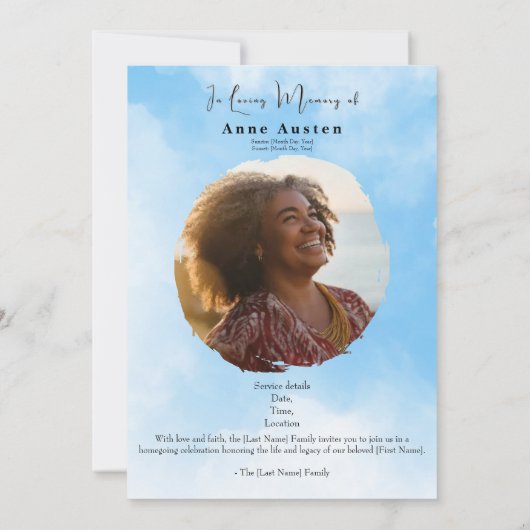 Funeral Invitation Save The Date (Achterkant)