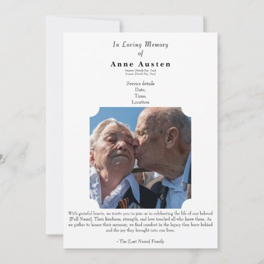 Funeral Invitation  Save The Date (Achterkant)