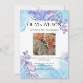 Funeral Invitation Template – Blue & Purple Kaart (Voorkant)