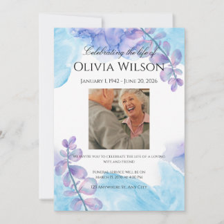 Funeral Invitation Template – Blue & Purple Kaart