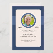 Funeral Invitation Template – Dark Blue Memorial Kaart (Voorkant / Achterkant)