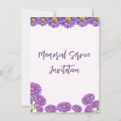 Funeral Invitation with Purple Gerberas Kaart (Achterkant)