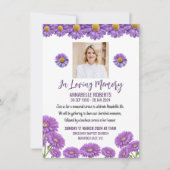 Funeral Invitation with Purple Gerberas Kaart (Voorkant)