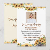 Funeral Invitation with Sunflowers Kaart (Voorkant / Achterkant)