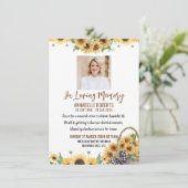 Funeral Invitation with Sunflowers Kaart (Staand voorkant)