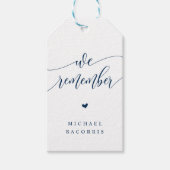 Funeral, kaars, moderne kalligrafie, marineblauw cadeaulabel (Voorkant)