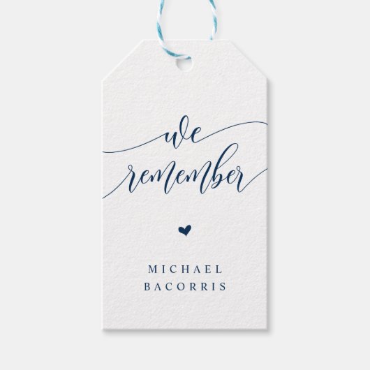 Funeral, kaars, moderne kalligrafie, marineblauw cadeaulabel (Voorkant)