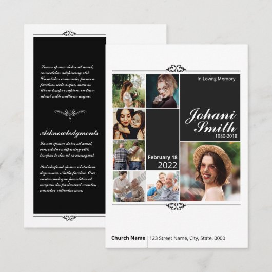 Funeral Kaart sjabloon (Voorkant / Achterkant)