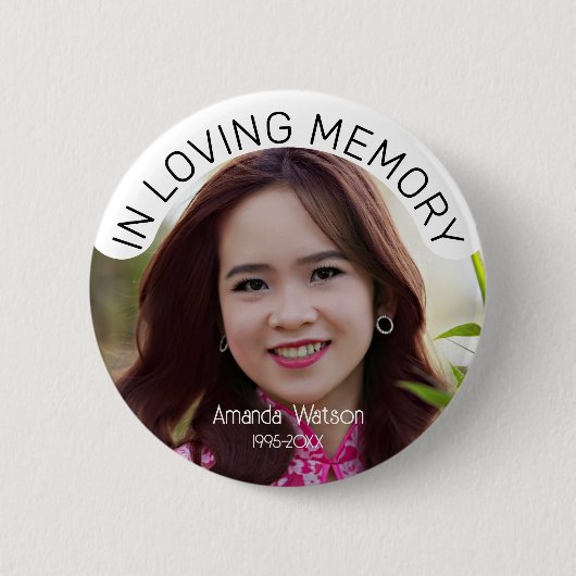Funeral Keepsake Photo Memorial Tribute  Ronde Button 5,7 Cm (Voorkant)