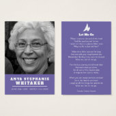 Funeral laat me gaan bidden gedicht paarse kaart (Voorkant /achterkant)