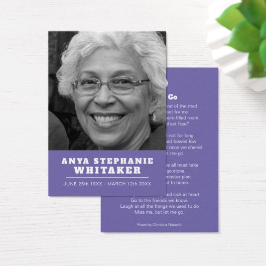 Funeral laat me gaan bidden gedicht paarse kaart (Bureau)