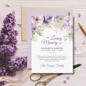 Funeral Lavendel Paarse Violet Memory DANK U Kaart