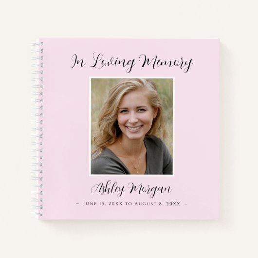 Funeral, liefhebbend geheugen, Bleek roze, naamdat Notitieboek (Voorkant)