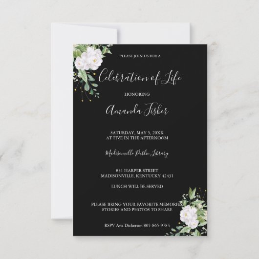 Funeral Loved One on White Floral Wreath Memorial (Achterkant)