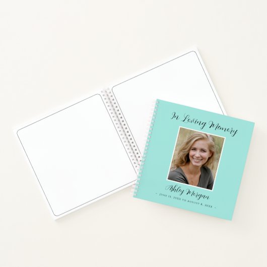 Funeral, Loving Memory, Bleek Blauwgroen, naamdata Notitieboek (Binnen)