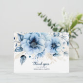 Funeral Loving Memory Blue Navy DANK U | FOTO Kaart (Staand voorkant)