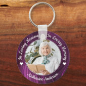 Funeral Loving Memory Custom Foto Paars Memorial Sleutelhanger (Voorkant)