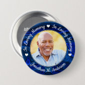 Funeral Loving Memory Foto Blue Marble Memorial Ronde Button 7,6 Cm (Voorkant /achterkant)