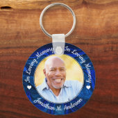 Funeral Loving Memory Foto Blue Marble Memorial Sleutelhanger (Voorkant)