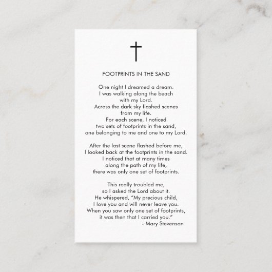 Funeral Loving Memory Foto Cross Gedicht Gebed Kaa Visitekaartje (Achterkant)