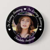 Funeral Loving Memory Foto Paars marble Memorial Ronde Button 7,6 Cm (Voorkant)