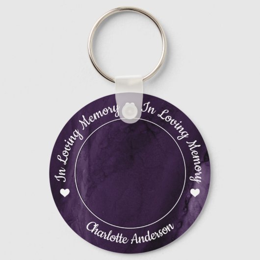 Funeral Loving Memory Foto Paars marble Memorial Sleutelhanger (Voorkant)