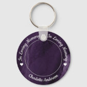 Funeral Loving Memory Foto Paars marble Memorial Sleutelhanger (Achterkant)