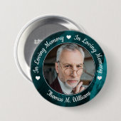 Funeral Loving Memory Photo Memorial Green Marble Ronde Button 7,6 Cm (Voorkant /achterkant)