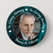 Funeral Loving Memory Photo Memorial Green Marble Ronde Button 7,6 Cm (Voorkant)