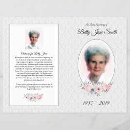 Funeral Mass-programma | Grijs en Roze Floral Flyer
