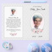Funeral Mass-programma | Grijs en Roze Floral Flyer (Enkel)