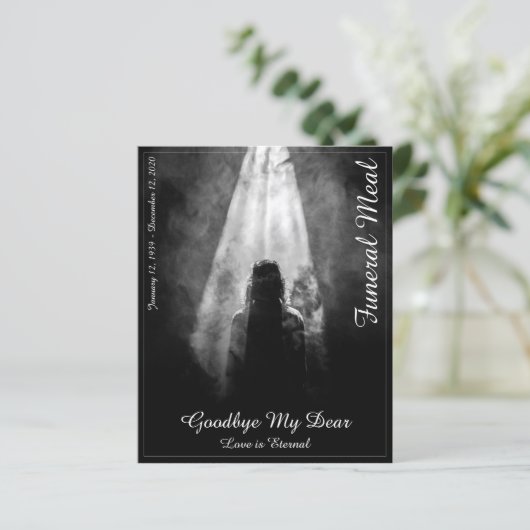 Funeral Meal Menu Card in the light (Staand voorkant)